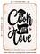 DECORATIVE METAL SIGN - Cook With Love - Vintage Rusty Look
